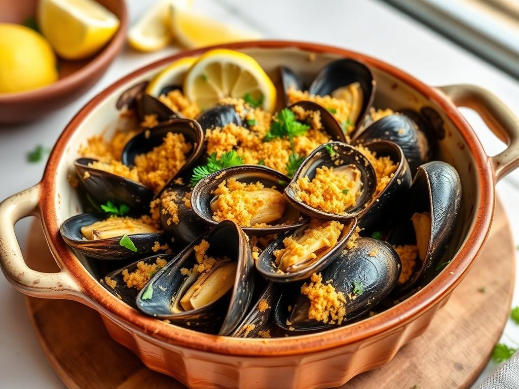 Ricetta Cozze Gratinate al Forno — Antipasti