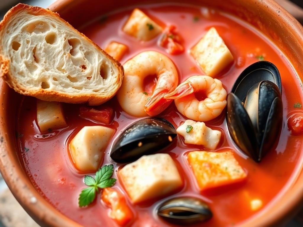 Ricetta Zuppa di Pesce con Crostoni — Primi Piatti
